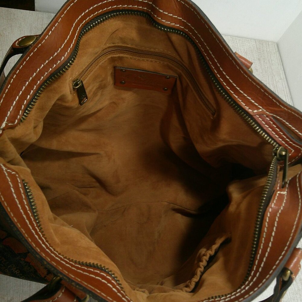 Patricia Nash Poppy Leather Tote Bag Sienna Sunset Vintage Italy Print Purse - Picture 12 of 12